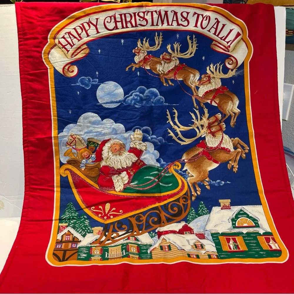 Night Before Christmas Quilted wall Panel with shimmering effects. No rod